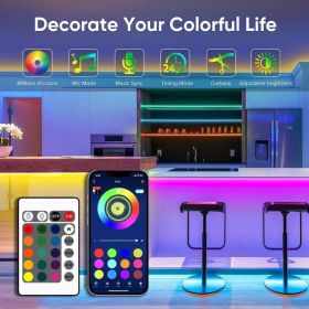 (20 Meter )Smart Bluetooth LED Strip Light Kit - Flexible Multi-Color Lighting With USB Controller For TV Backlight, Bedroom, Diwali, (Option: Default)