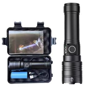 Rechargeable Flashlight 50000 Lumens Long Range Super Bright USB C LED Flashlight Long Life 5 Modes Powerful Zoomable Flashlights For (Option: Default)