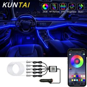 LED For Car Interior, Fiber Optic Ambient Light, Application Control, Automatic Neon Decorative Lamp, 5 In 1, 6M (Option: Default)