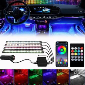 Car LED Strip Lights Kit, Auto Interior Ambient RGB LED Strip Atmosphere Car Decorative Lamp With Bluetooth Music Sync App Remote Control, (Option: Default)